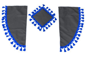 Set di tende Lorry 11 pezzi, incl. ripiani grigio blu Lunghezza tende 90 cm, tenda letto 150 cm TS Logo