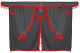 Lorry gardinset 11 delar, inkl. hyllor grå röd Gardiner 90 cm, sänggardin 150 cm TS-logotyp