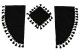 Lkw Gardinenset 11 teilig, inkl Borde schwarz schwarz Länge Gardinen 110 cm, Bettvorhang 150 cm TS Logo