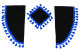 Lkw Gardinenset 11 teilig, inkl Borde schwarz blau Länge Gardinen 110 cm, Bettvorhang 150 cm TS Logo