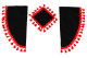 Lkw Gardinenset 11 teilig, inkl Borde schwarz rot Länge Gardinen 90 cm, Bettvorhang 150 cm TS Logo