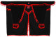 Lkw Gardinenset 11 teilig, inkl Borde schwarz rot Länge Gardinen 110 cm, Bettvorhang 150 cm TS Logo