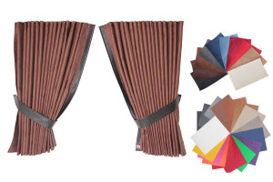 suedelook window curtain 4 parts, with leatherette edge