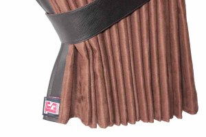 Suede-look truck window curtains 4-piece, with imitation leather edge