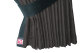 Fönstergardiner i mockalook 4-delade, med kantlist i läderimitation antracit-svart svart* svart Länge 110 cm