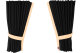 Suède-look vrachtwagen-raamgordijnen 4-delig, met imitatieleren rand antraciet-zwart beige* Lengte 95 cm