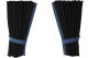 Suede-look truck window curtains 4-piece, with imitation leather edge anthracite-black blue* Length 95 cm