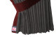 Suede-look truck window curtains 4-piece, with imitation leather edge anthracite-black bordeaux Length 95 cm
