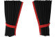 Suède-look vrachtwagen-raamgordijnen 4-delig, met imitatieleren rand antraciet-zwart rood* Lengte 95 cm
