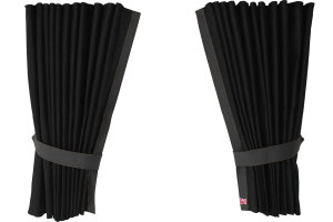 Suede-look truck window curtains 4-piece, with imitation leather edge anthracite-black grey Length 95 cm