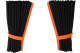 Fönstergardiner i mockalook 4-delade, med kantlist i läderimitation antracit-svart orange Längd 95 cm