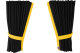 Suède-look vrachtwagen-raamgordijnen 4-delig, met imitatieleren rand antraciet-zwart geel Lengte 95 cm