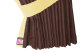 Suede-look truck window curtains 4-piece, with imitation leather edge dark brown beige* Length 95 cm