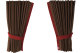 Suede-look truck window curtains 4-piece, with imitation leather edge dark brown bordeaux Length 95 cm