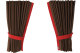 Suede-look truck window curtains 4-piece, with imitation leather edge dark brown red* Length 95 cm