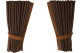 Suede-look truck window curtains 4-piece, with imitation leather edge dark brown caramel Length 95 cm