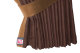 Suede-look truck window curtains 4-piece, with imitation leather edge dark brown caramel Length 95 cm