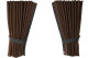 Suede-look truck window curtains 4-piece, with imitation leather edge dark brown grey Length 95 cm