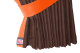 Suede-look truck window curtains 4-piece, with imitation leather edge dark brown orange Length 95 cm