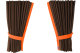 Suede-look truck window curtains 4-piece, with imitation leather edge dark brown orange Length 110 cm