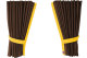 Wildlederoptik Lkw Scheibengardinen 4 teilig, mit Kunstlederkante dunkelbraun gelb Länge 95 cm