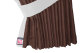 Suede-look truck window curtains 4-piece, with imitation leather edge dark brown white Length 95 cm