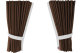 Wildlederoptik Lkw Scheibengardinen 4 teilig, mit Kunstlederkante dunkelbraun weiß Länge 110 cm