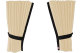 Suede-look truck window curtains 4-piece, with imitation leather edge beige black* Length 95 cm