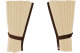 Fönstergardiner i mockalook 4-delade, med kantlist i läderimitation Beige brun* brun Längd 95 cm
