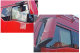Suède-look vrachtwagen-raamgordijnen 4-delig, met imitatieleren rand beige rood* Lengte 95 cm