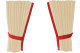 Suede-look truck window curtains 4-piece, with imitation leather edge beige red* Length 110 cm