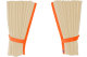 Suede-look truck window curtains 4-piece, with imitation leather edge beige orange Length 110 cm