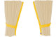 Suede-look truck window curtains 4-piece, with imitation leather edge beige yellow Length 95 cm