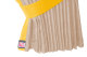 Fönstergardiner i mockalook 4-delade, med kantlist i läderimitation Beige gul Länge 110 cm