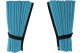 Suede-look truck window curtains 4-piece, with imitation leather edge light blue black* Length 110 cm