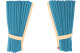 Fönstergardiner i mockalook 4-delade, med kantlist i läderimitation ljusblå beige* Länge 110 cm