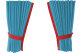 Wildlederoptik Lkw Scheibengardinen 4 teilig, mit Kunstlederkante hellblau rot* Länge 110 cm