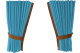 Wildlederoptik Lkw Scheibengardinen 4 teilig, mit Kunstlederkante hellblau caramel Länge 110 cm