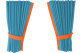 Suede-look truck window curtains 4-piece, with imitation leather edge light blue orange Length 95 cm