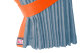 Suede-look truck window curtains 4-piece, with imitation leather edge light blue orange Length 110 cm