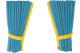 Wildlederoptik Lkw Scheibengardinen 4 teilig, mit Kunstlederkante hellblau gelb Länge 95 cm