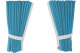 Fönstergardiner i mockalook 4-delade, med kantlist i läderimitation ljusblå vit Längd 95 cm