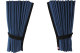 Fönstergardiner i mockalook 4-delade, med kantlist i läderimitation mörkblå svart* svart Länge 110 cm