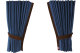 Fönstergardiner i mockalook 4-delade, med kantlist i läderimitation mörkblå brun* brun Länge 110 cm
