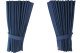 Fönstergardiner i mockalook 4-delade, med kantlist i läderimitation mörkblå blå* blå Länge 110 cm