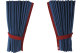 Suede-look truck window curtains 4-piece, with imitation leather edge dark blue bordeaux Length 95 cm