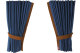Suede-look truck window curtains 4-piece, with imitation leather edge dark blue caramel Length 110 cm
