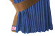 Suede-look truck window curtains 4-piece, with imitation leather edge dark blue caramel Length 110 cm