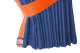 Fönstergardiner i mockalook 4-delade, med kantlist i läderimitation mörkblå orange Länge 110 cm