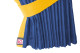 Suede-look truck window curtains 4-piece, with imitation leather edge dark blue yellow Length 110 cm